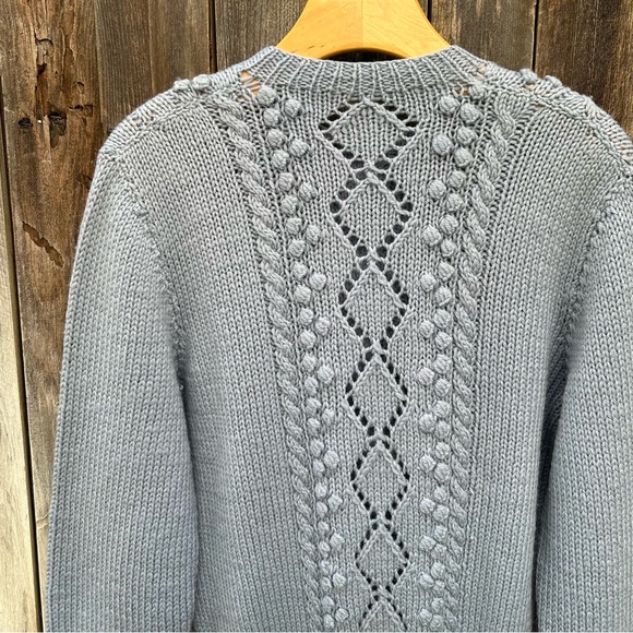 Vintage Handknit Fisherman Cardigan Light Blue - Picture 7 of 14